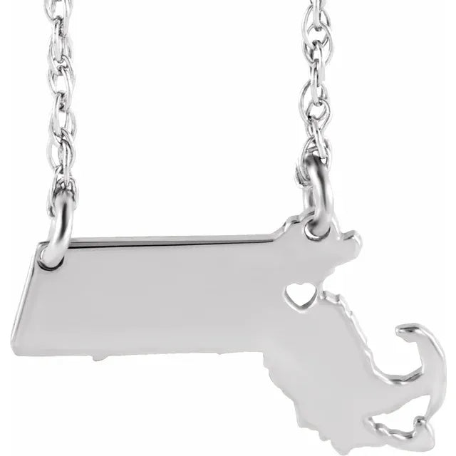 State with Heart Pierced City Necklace (EMAIL TO ORDER)