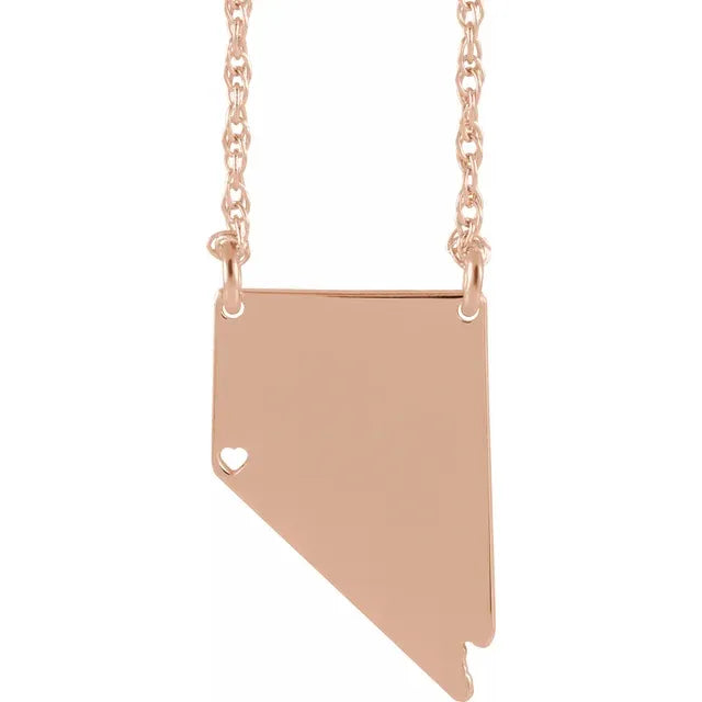 State with Heart Pierced City Necklace (EMAIL TO ORDER)