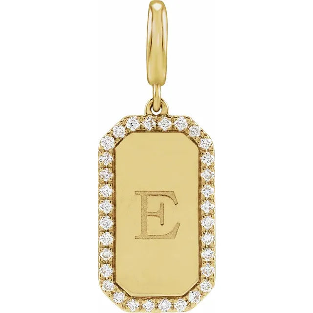 Engravable Diamond Accented Dog Tag Charm