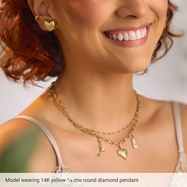 Engravable Diamond Accented Dog Tag Charm