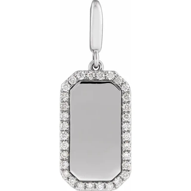 Engravable Diamond Accented Dog Tag Charm