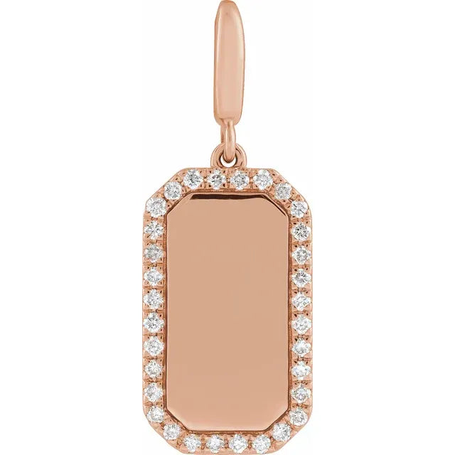 Engravable Diamond Accented Dog Tag Charm