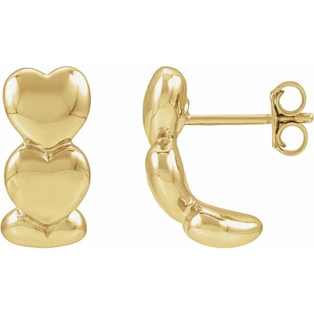 Hollow Triple Puff Heart Earrings