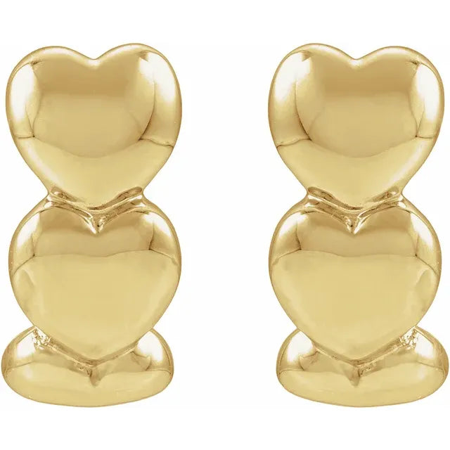 Hollow Triple Puff Heart Earrings