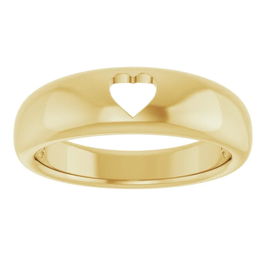 Heart Pierced Gold Band Ring
