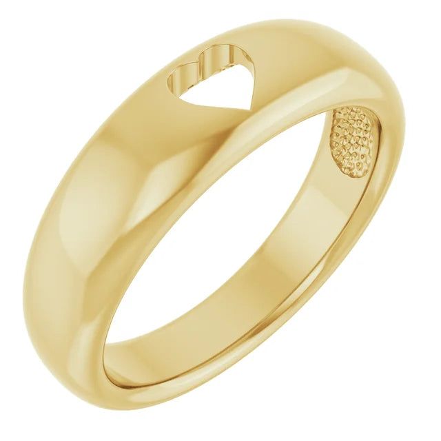 Heart Pierced Gold Band Ring
