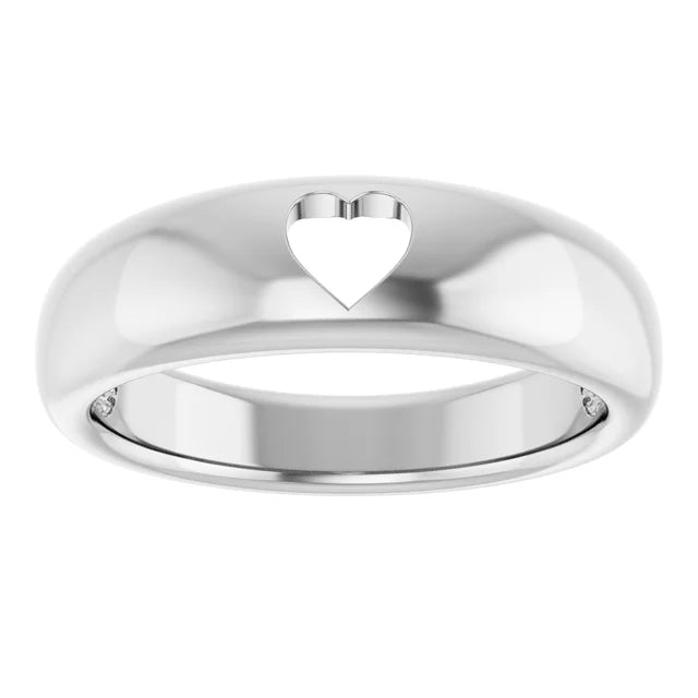 Heart Pierced Gold Band Ring