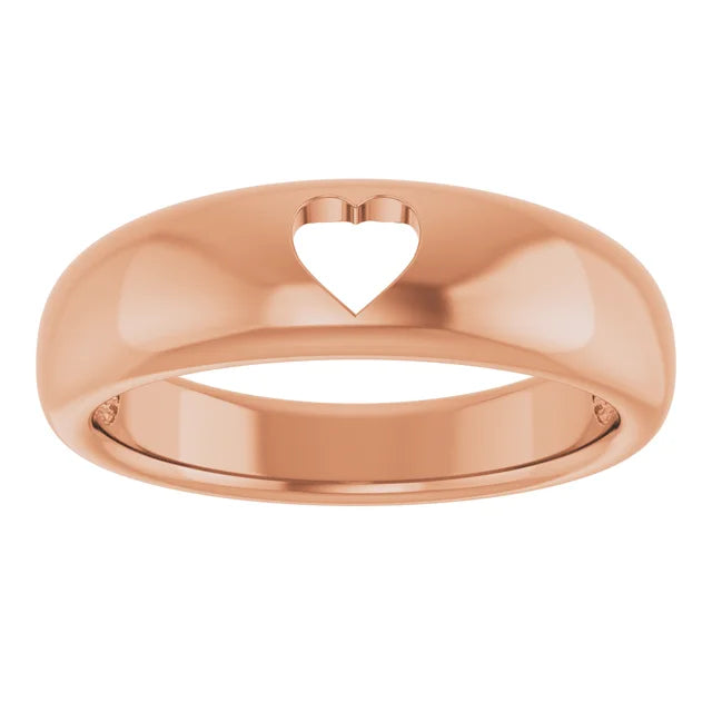 Heart Pierced Gold Band Ring