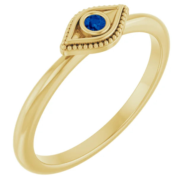 Blue Sapphire Evil Eye Stacking Ring