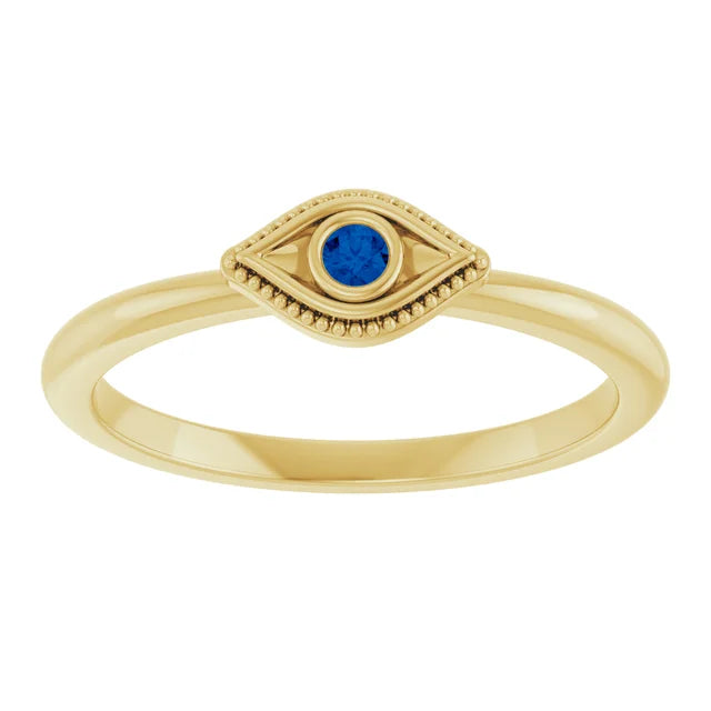 Blue Sapphire Evil Eye Stacking Ring