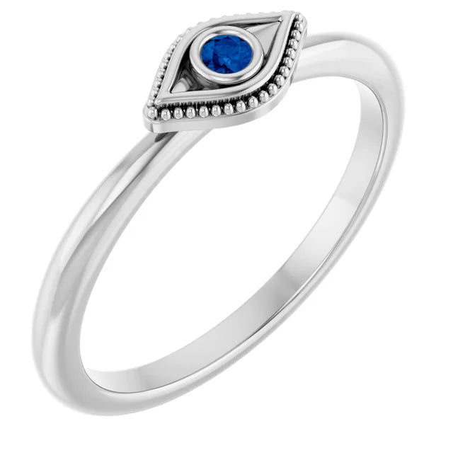 Blue Sapphire Evil Eye Stacking Ring