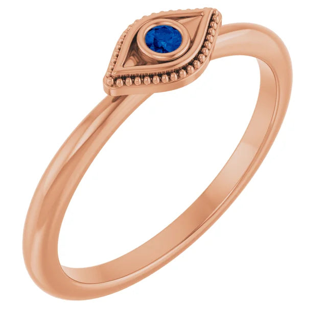 Blue Sapphire Evil Eye Stacking Ring