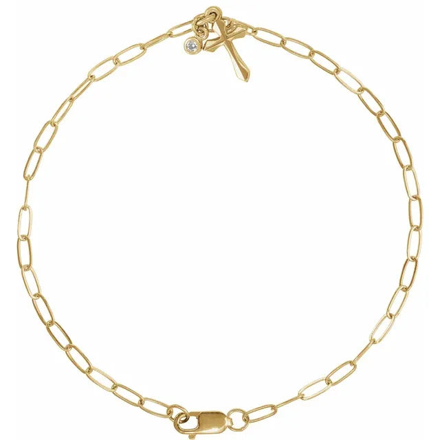 Cross and Diamond Charm Bracelet