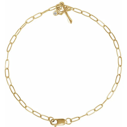 Cross and Diamond Charm Bracelet