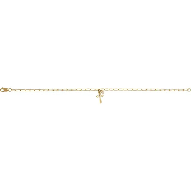 Cross and Diamond Charm Bracelet