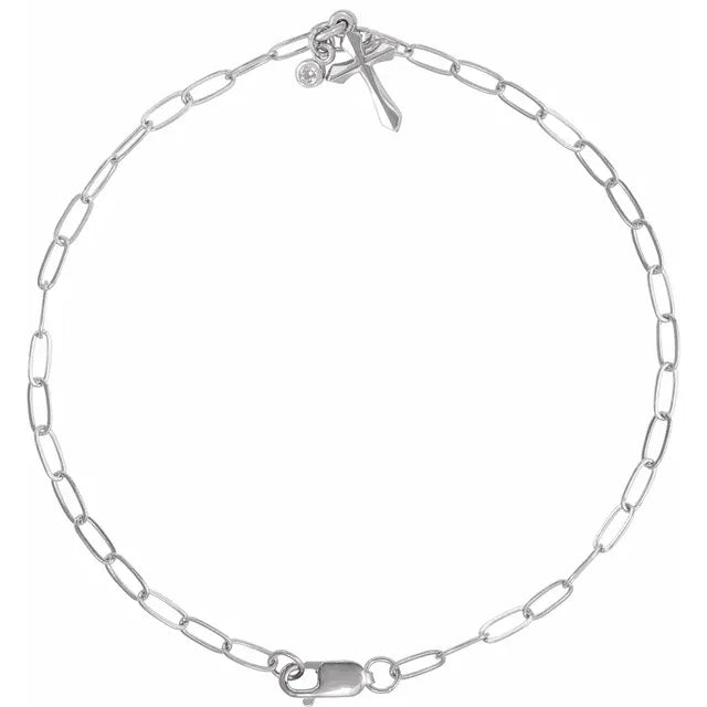 Cross and Diamond Charm Bracelet