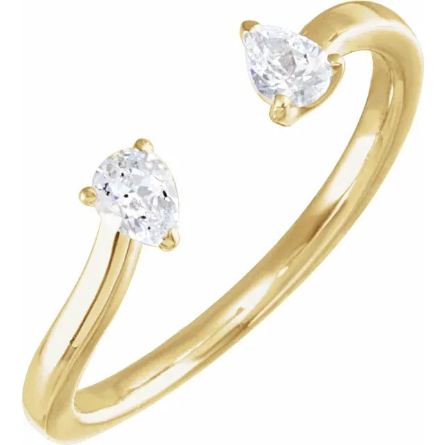 Pear Shaped 2 Stone Open Diamond Ring