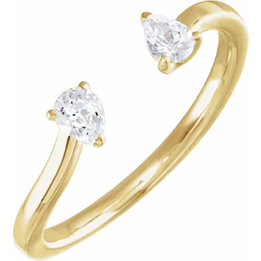 Pear Shaped 2 Stone Open Diamond Ring