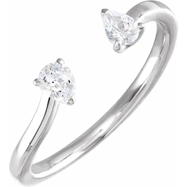 Pear Shaped 2 Stone Open Diamond Ring