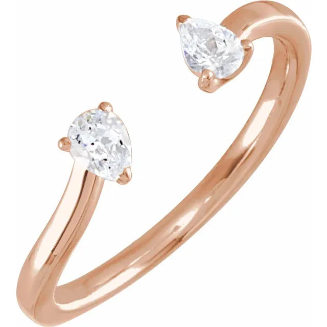 Pear Shaped 2 Stone Open Diamond Ring