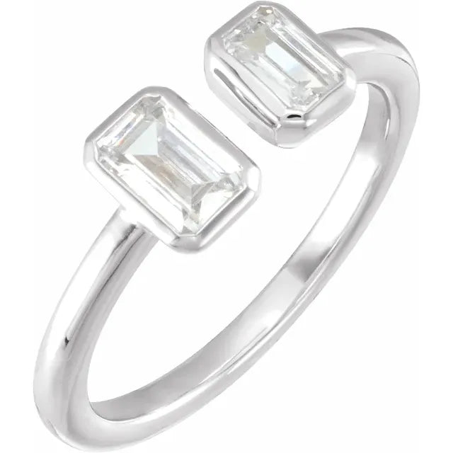 Emerald Cut 2 Stone Open Ring