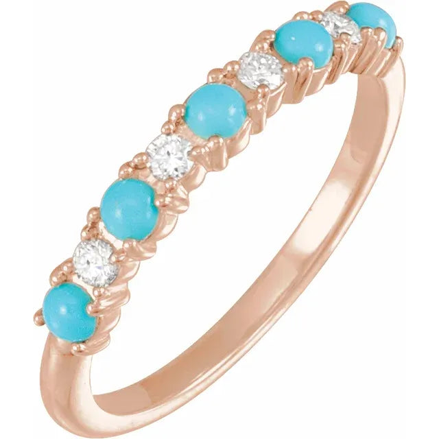 Natural Turquoise Cabochon & Natural Diamond Ring
