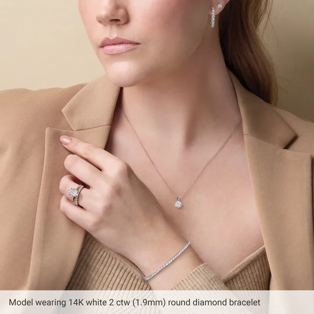 1.9mm - 2cts Natural Diamond Tennis Bracelet