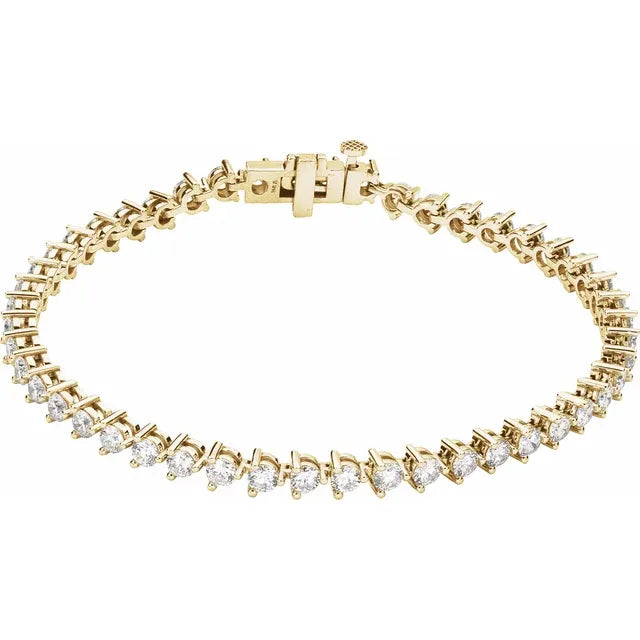 3mm - 4.75ct 3 Prong Natural Diamond Tennis Bracelet