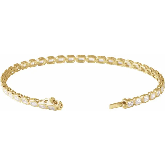 2.5mm - 6.25ct Emerald Cut Lab Diamond Tennis Bracelet