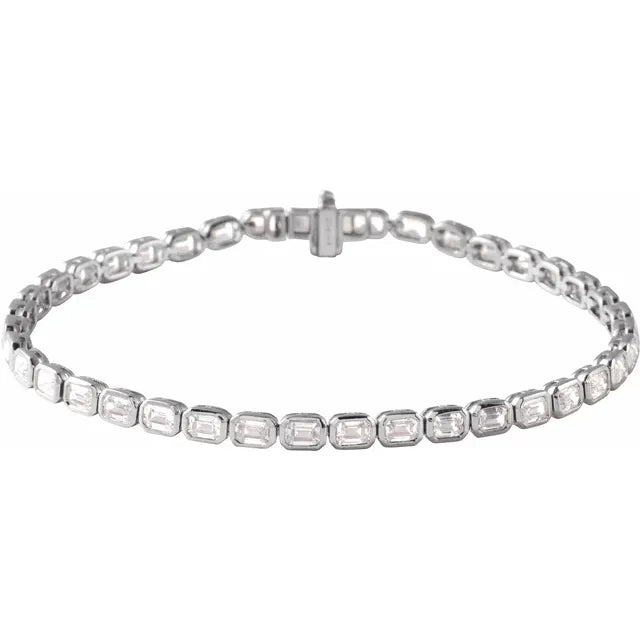 2.5mm - 6.25ct Emerald Cut Lab Diamond Tennis Bracelet