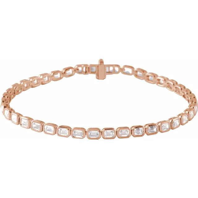 2.5mm - 6.25ct Emerald Cut Lab Diamond Tennis Bracelet