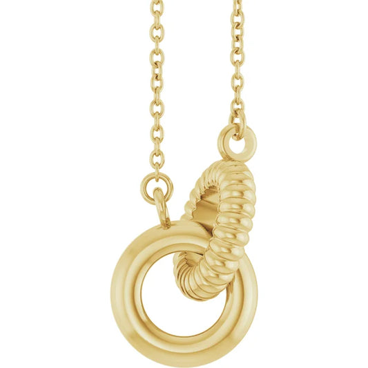 Textured interlocking circle necklace