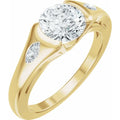 Semi Bezel Round Diamond Engagement Ring