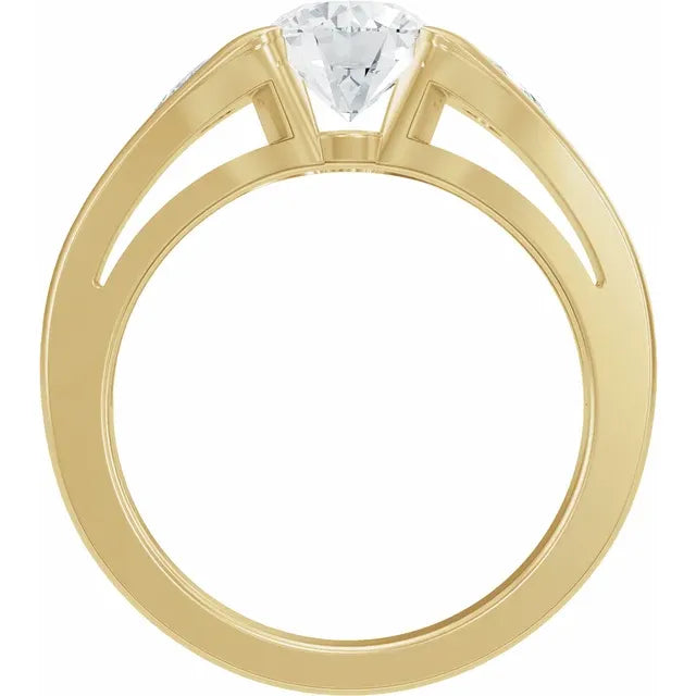 Semi Bezel Round Diamond Engagement Ring