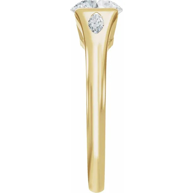 Semi Bezel Round Diamond Engagement Ring