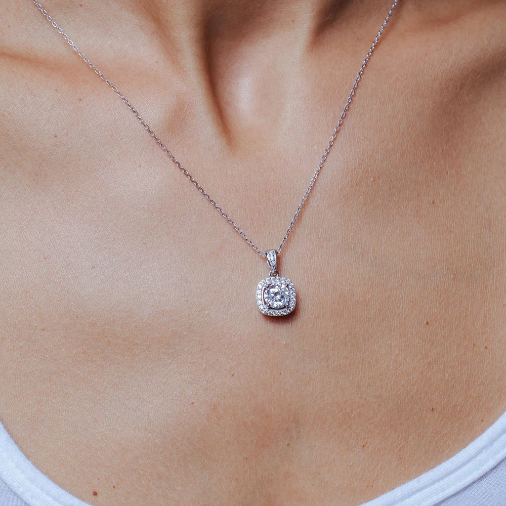 Sterling Silver Moissanite Solitaire Necklace