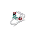 Sterling silver Moissanite lady bug ring