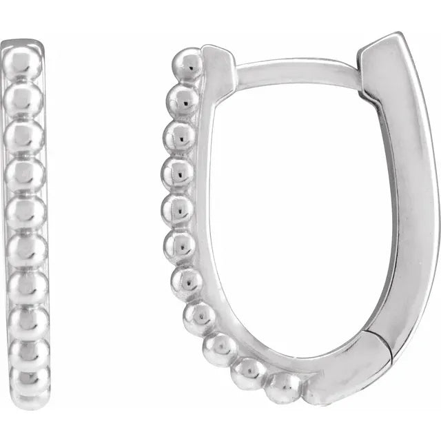 Beaded U-Hoop Huggie Earrings