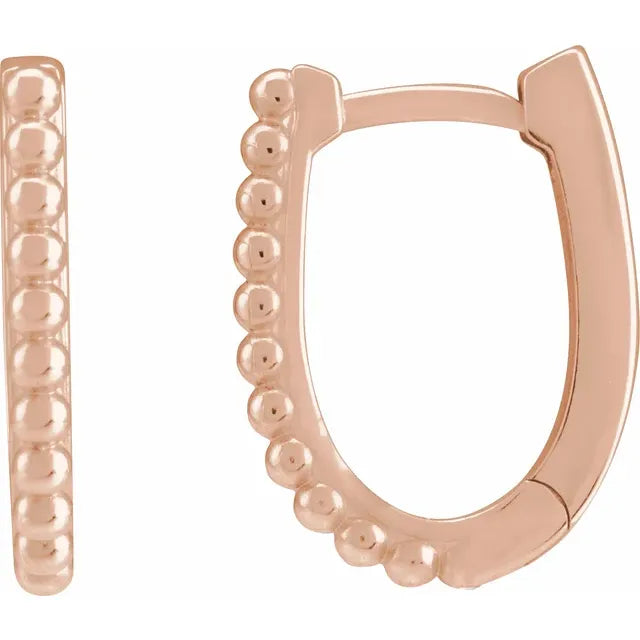 Beaded U-Hoop Huggie Earrings