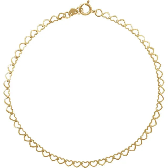 Heart Link Gold Anklet