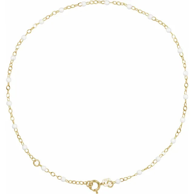 Enamel Bead Gold Chain Anklet