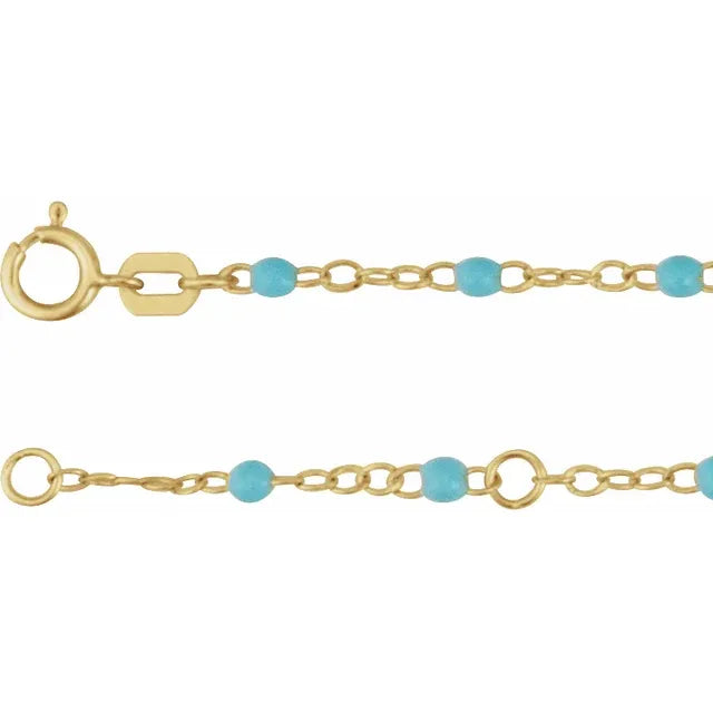 Enamel Bead Gold Chain Anklet