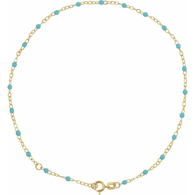 Enamel Bead Gold Chain Anklet