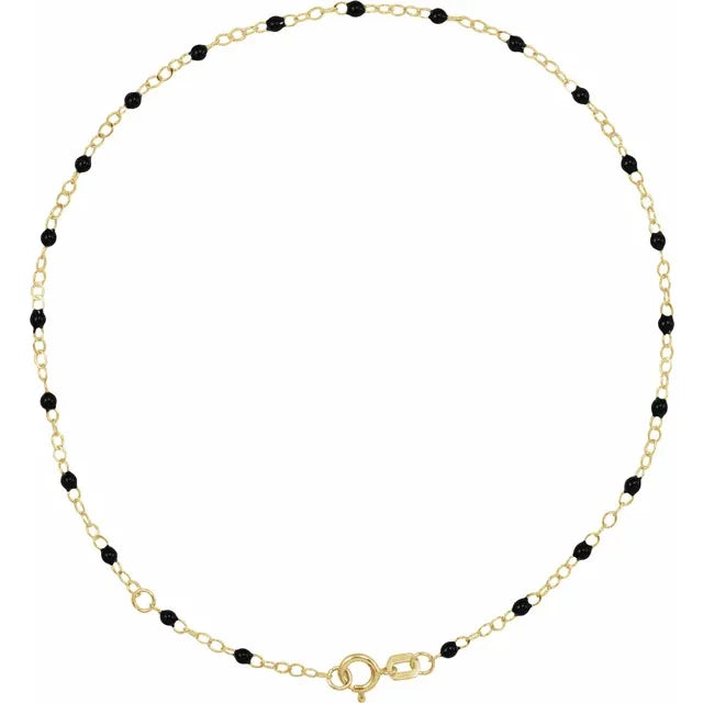 Enamel Bead Gold Chain Anklet
