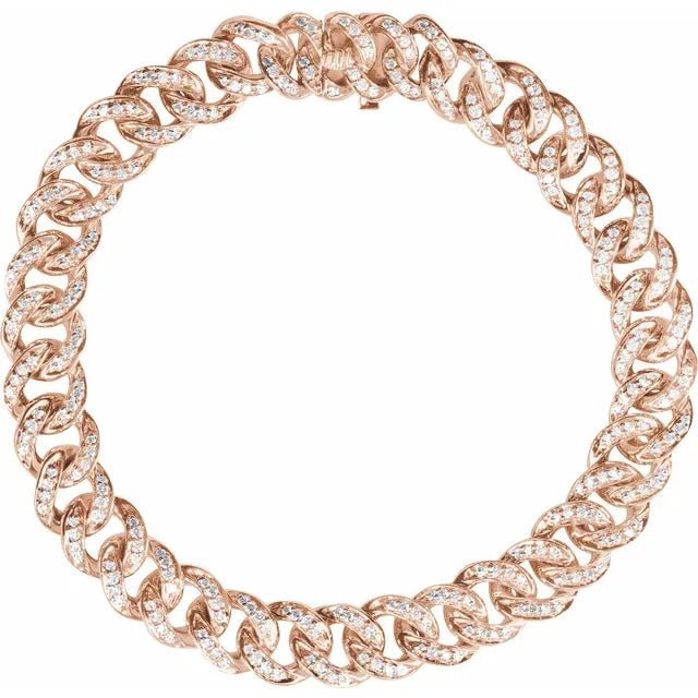 Natural Diamond Curb Cuban Link Bracelet