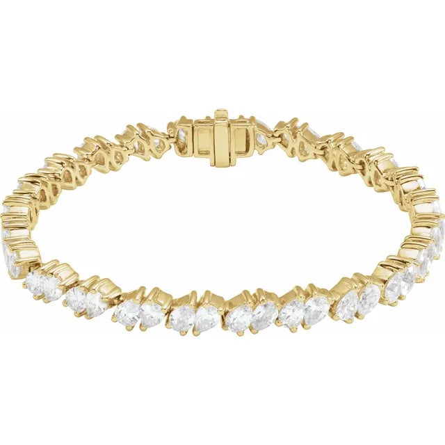 Pear Shaped Lab Diamond Line Tennis Bracelet
