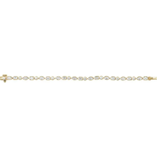 Multi Shaped Diamond Bezel Set Tennis Bracelet 7+ct