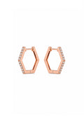 Hexagon Diamond Huggie Hoops
