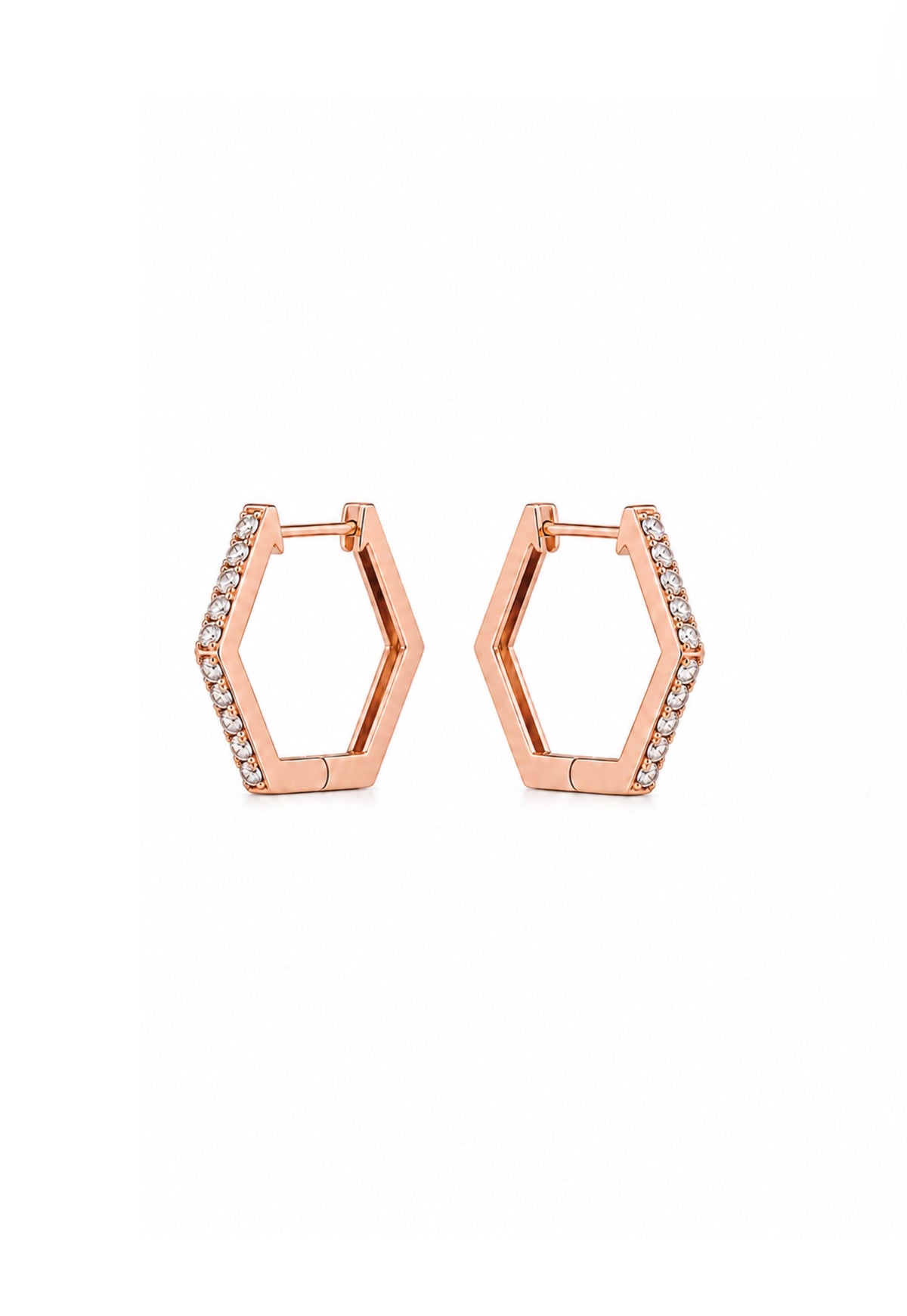 Hexagon Diamond Huggie Hoops