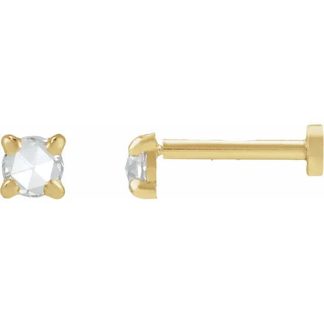 Rose Cut Flat Back Stud Earrings (SINGLE)